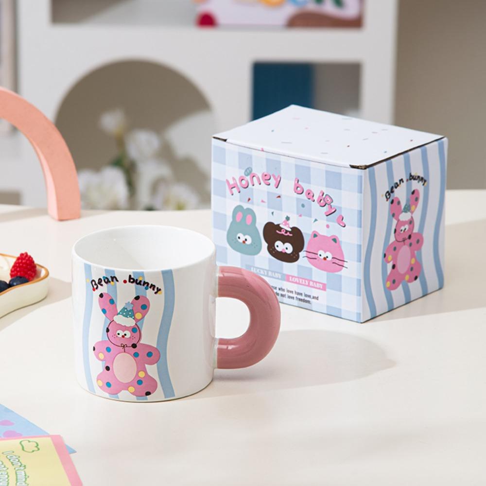 

Simple ceramic mug high value coffee cup with lid spoon for home use for female biological water cup couple cup 400