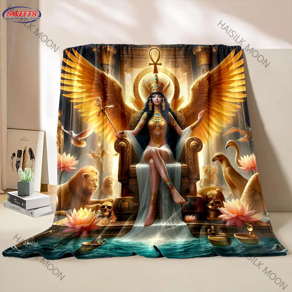 Mysterious Ancient Egyptian Culture Pattern Print Blanket Living Room Bedroom Sofa Nap Travel Blanket Gifts for Family Friends