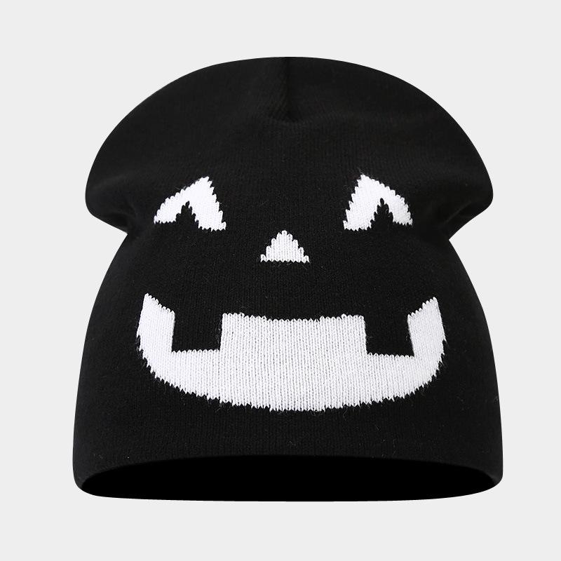 Autumn and Winter New Halloween Pumpkin Skull Jacquard Knitted Hat Festive Personality Funny Warm Wool Hat