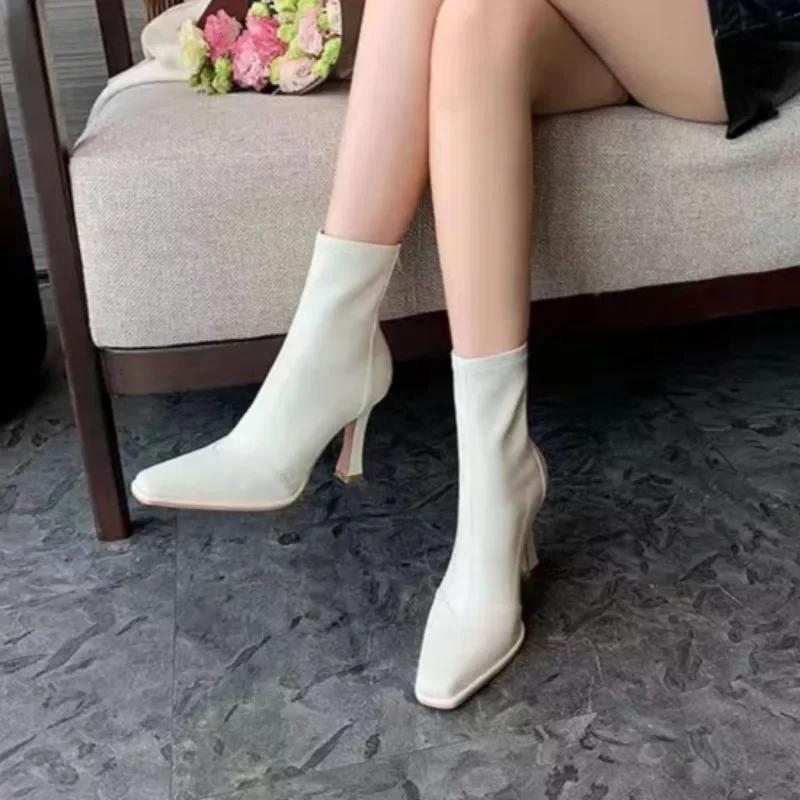 Cizme cu toc înalt pentru femei, pantofi sexy cu vârf ascuțit, iarna 2025, la tendință, de înaltă calitate, pantofi eleganti de birou, pompe de petrecere, Botas Mujer