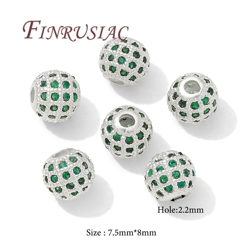 

18K Gold Plated Spacer Beads,Brass with Zircon Bead For Bracelets Accessories,Separators For beads,Round Bead,DIY Jewelry Making 2 pieces