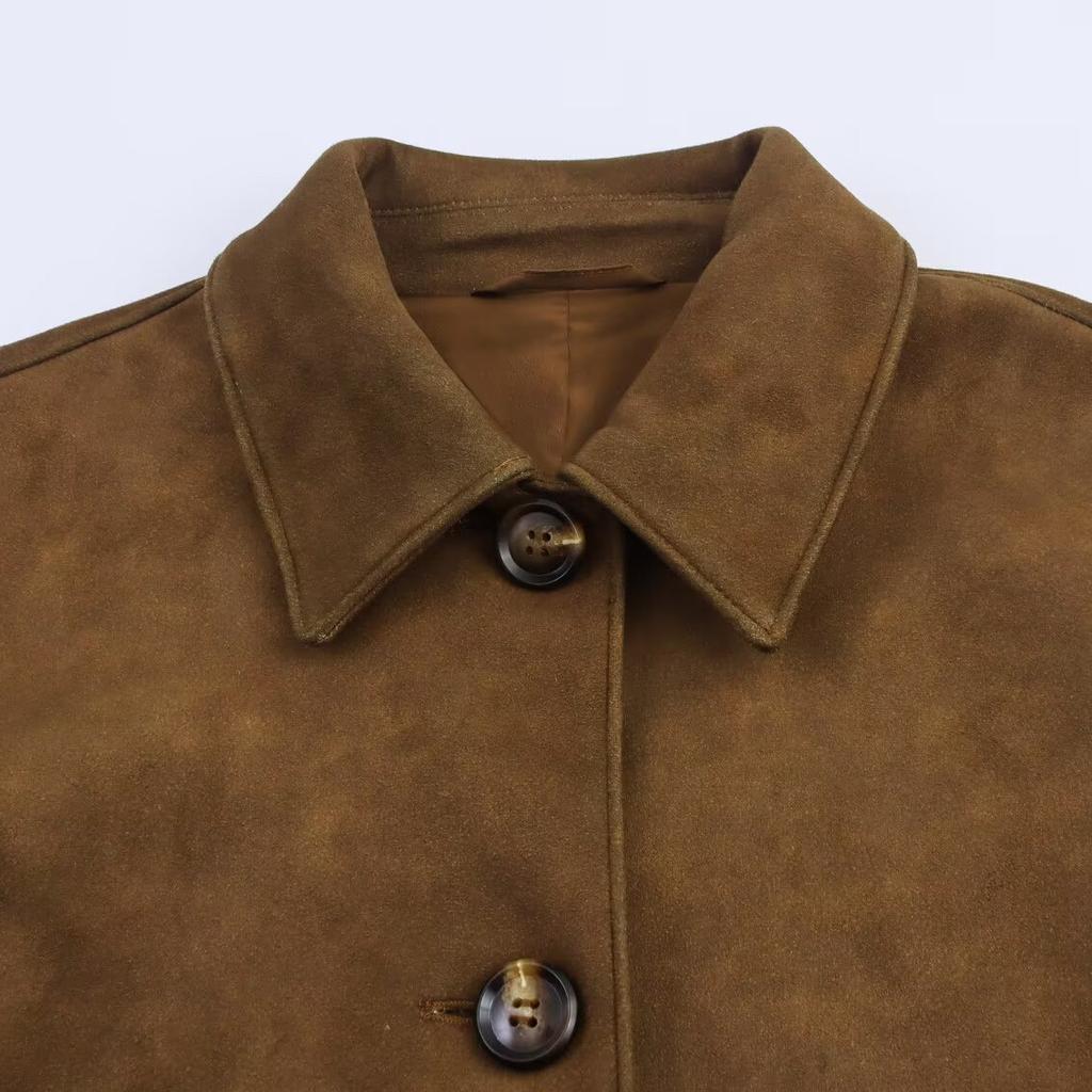 2025 autumn new product European and American cross-border women's clothing street fashion suede effect jacket w103 90178