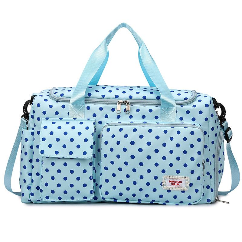 Travel bag, large capacity, polka dot design, fashionable sports and fitness bag, with separate compartments for wet and dry items, yoga training