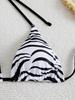 Zebra-Print Schnür-Halterneck-Bikini Badeanzug 2025