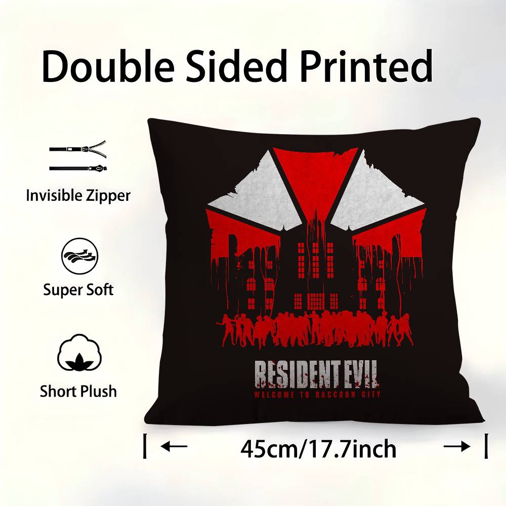 Game R-Resident E-Evil Cushion Cover Car Throw Pillow Case For Sofa Car Christmas Gift 40X40Cm 45X45Cm