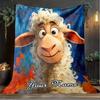1PC Custom Name "Whimsical Sheep Portrait" outdooor Flannel blankets Patterns Throw Blanket All-Season Soft Gift for Couch, Bed, Camping gifts