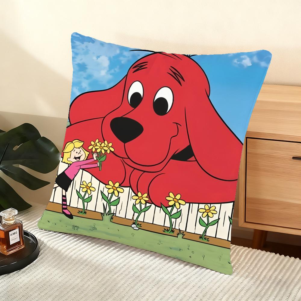 C-Clifford The Big Red Dog Cushion Cover Soft Short Plush Pillow Cover Smooth Cozy Texture Aesthetic Cushion Case Home Decor