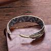 Vintage silver open bracelet with a unique retro design, Takahashi Goro's arabesque feather bracelet, men's bracelet, women's silver jewelry bracelet