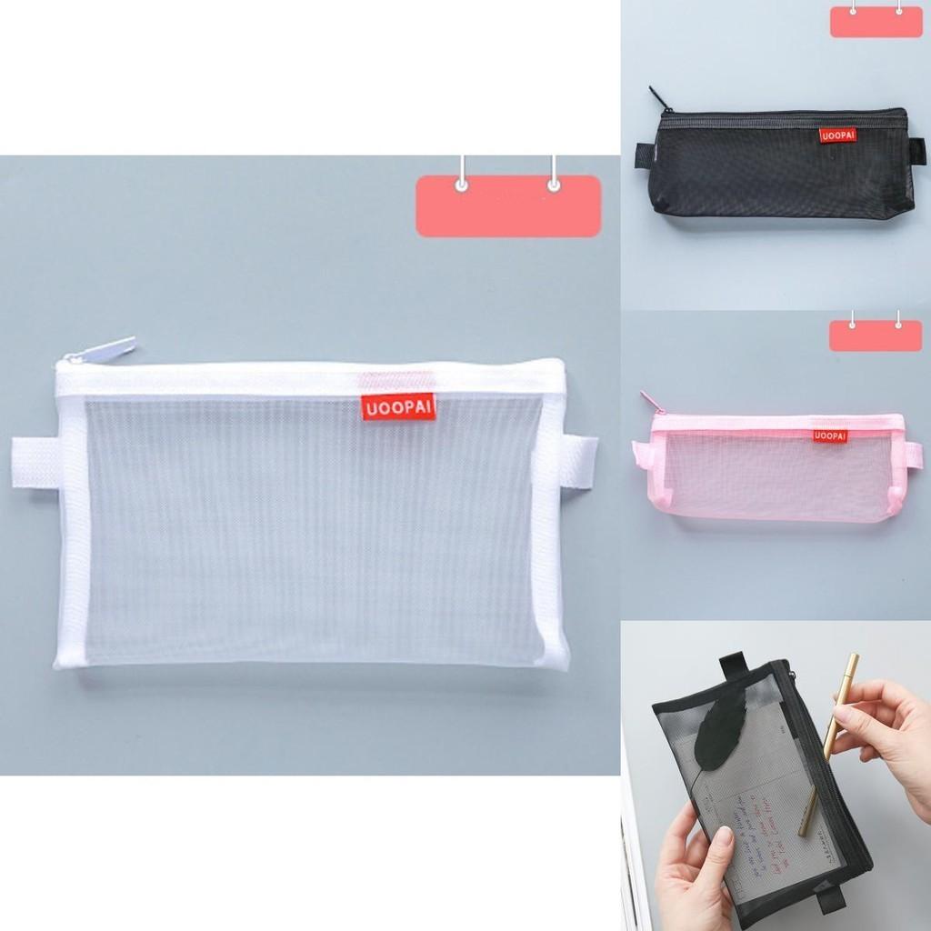 Transparent Mesh Pencil Bag For Students With Large Capacity Storage**