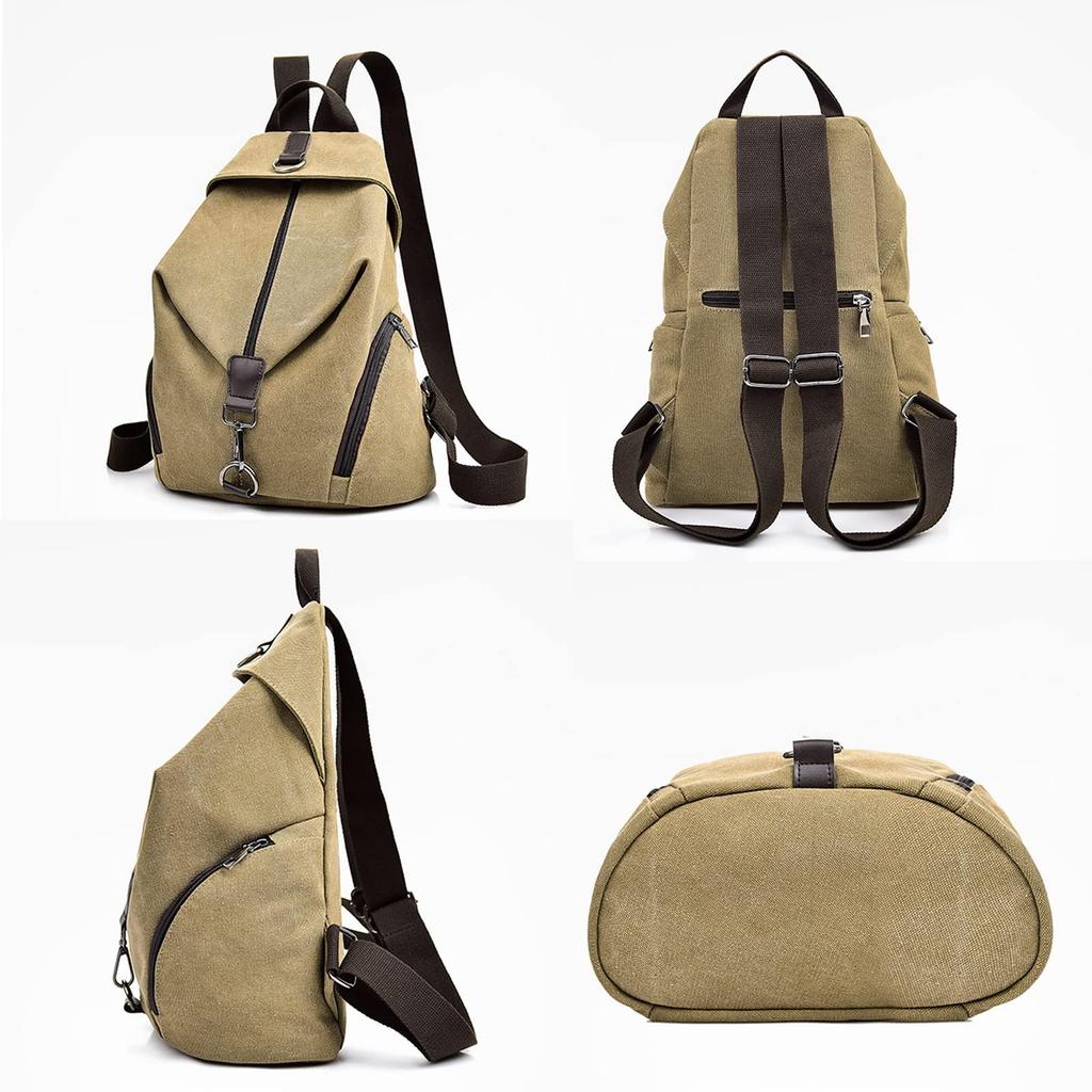 NEXSTAGES Damen Canvas Rucksack, Perfekt für Studenten, Pendler, Schule, Verabredungen, Freizeit, Großes Fassungsvermögen, Reißverschluss, Wandern und mehr,