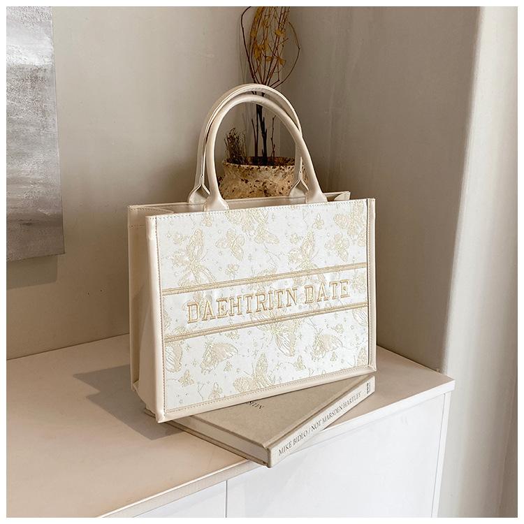 Embroidery Handbag Women's Summer New Fashion Tote Bag Niche Texture Shopping Bag