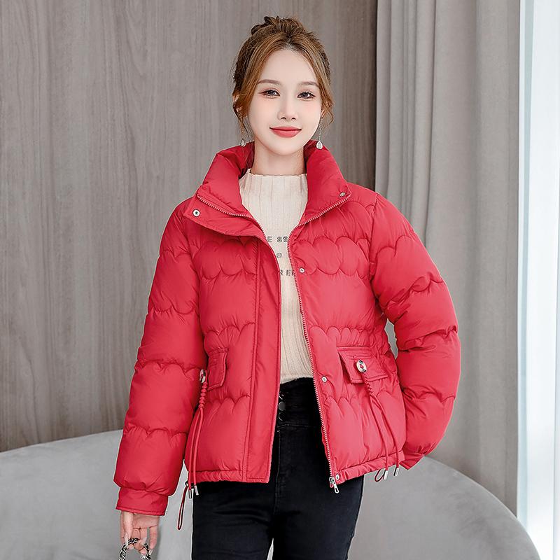 Осень-зима теплая короткая куртка женская однотонная тонкая куртка с воротником-стойкой — фото 18