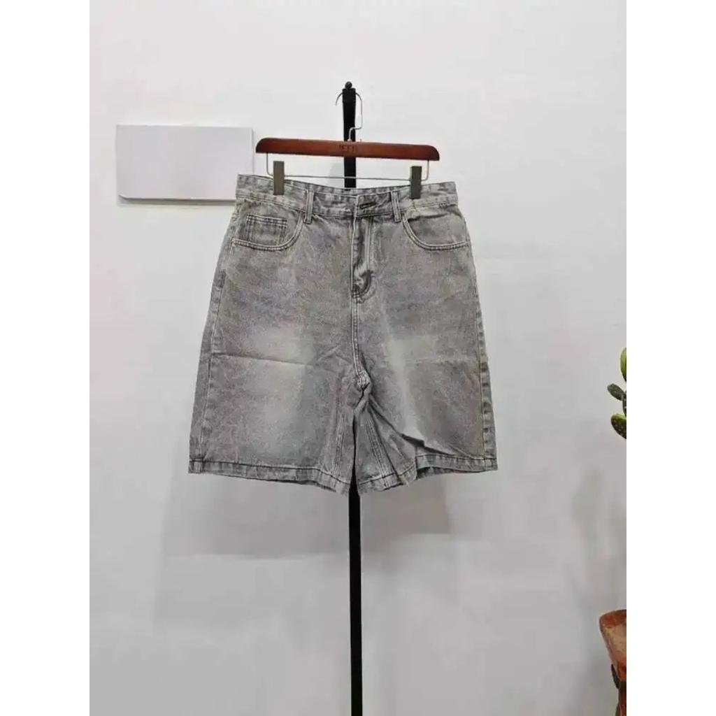 BeatStreet Summer Men's Casual Jeans Shorts Loose Mid High Waist Fashion Knee Lenght Denim Short Pants Vintage Male New Korean