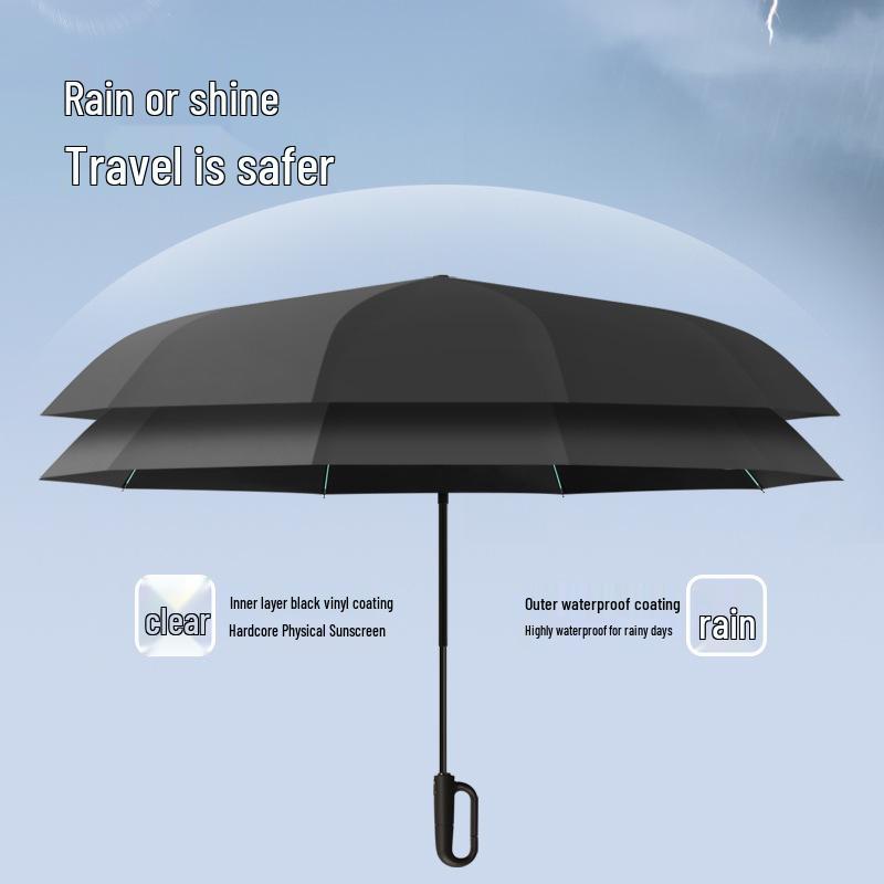 Automatic Large Windproof Umbrella - Dual-Use, Reinforced, Sun Protection & Folding Design