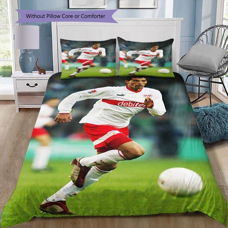 VfB Stuttgart Football Player 3PCS Bedding Set Duvet Cover with 2 Pillowcases, Vintage Kit Stadium Match Print Bed Cover for Fans