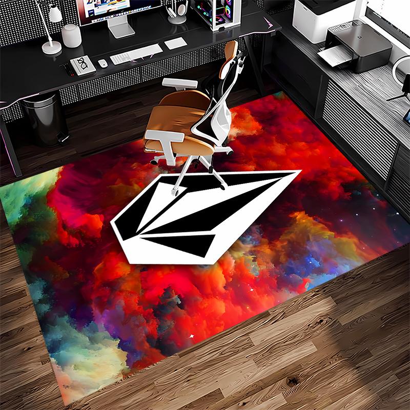 1pc V-VOLCOM LOGO5 Print Area Rug - Soft, Washable Non-Slip Indoor Mat for Office Chairs, Living Room, Home Office Decorative Rug