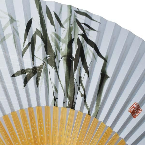 Kimono Bamboo Folding Paper White Bamboo Shojuan [Stylish Iroha] High-Quality Fan, Fan, Carving, Men's, 22cm,