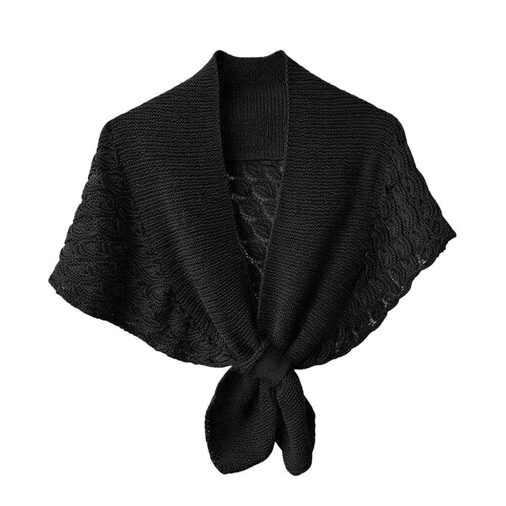 Блузка Плечи Перекрестный Шарф Однотонный Поддельный Воротник Накидка Повседневный Вязаный Шарф Лето чёрный