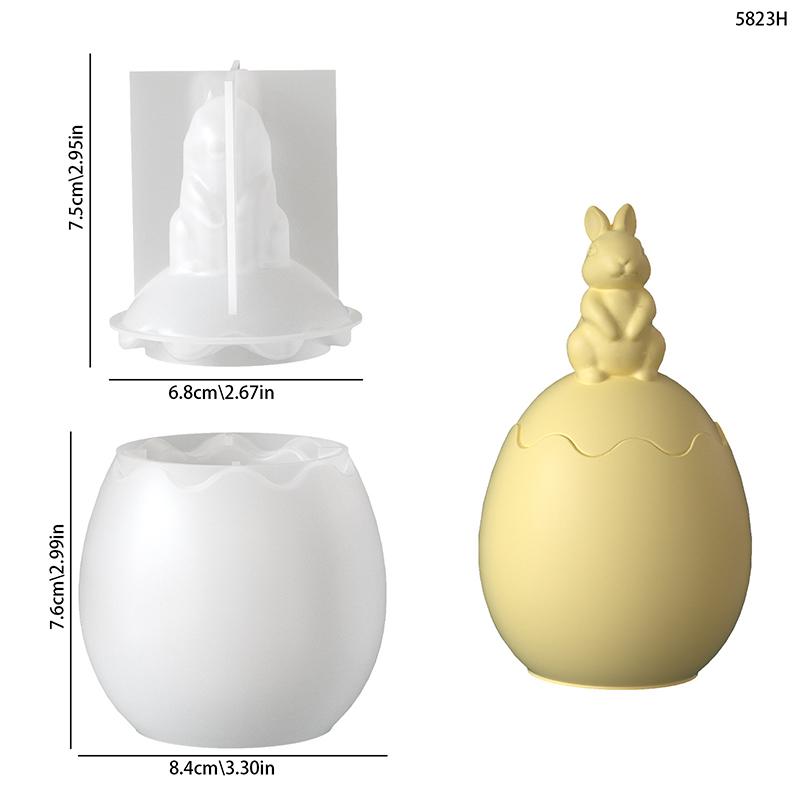 Easter Silicone Molds Smooth Egg Straight-Ear Bunny Shapes For Making Candle Cups Plaster Ornaments DIY Holiday Decor Crafts