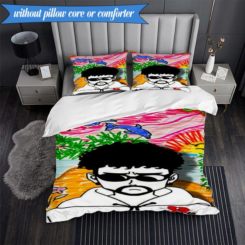 Bad Bunny Collage 3pcs K-pop music group Bedding set,Ideal for Bedroom, Dormitory,Including Duvet Cover And 2pcs Pillowcases,Fan gifts