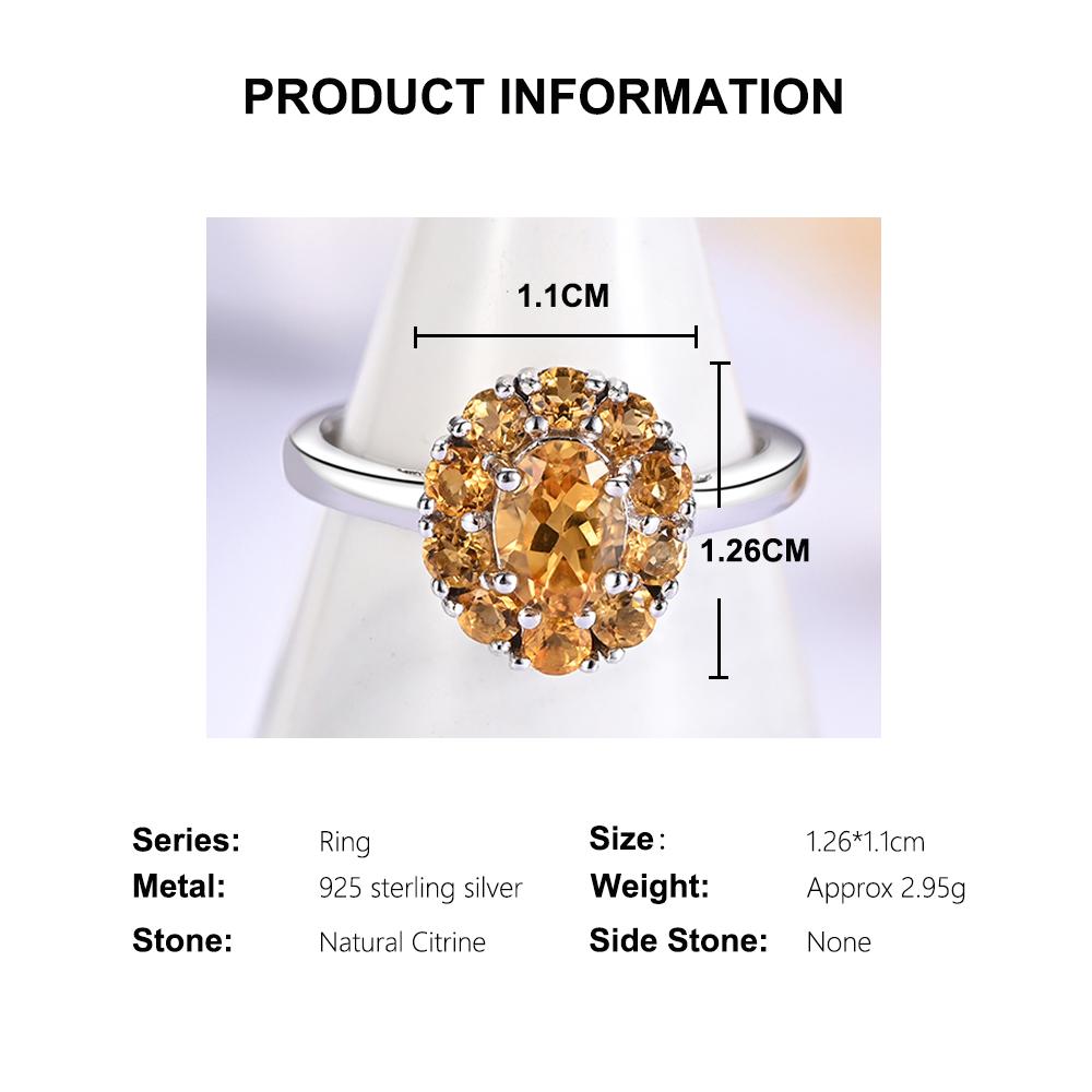 Brilliant and Elegant Natural Citrine 925 Sterling Silver Ring for Ladies' Birthday and Anniversary Gifts