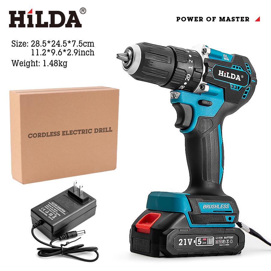 21V Brushless Lithium Battery High-Power Portable Electric Drill & Impact Screwdriver