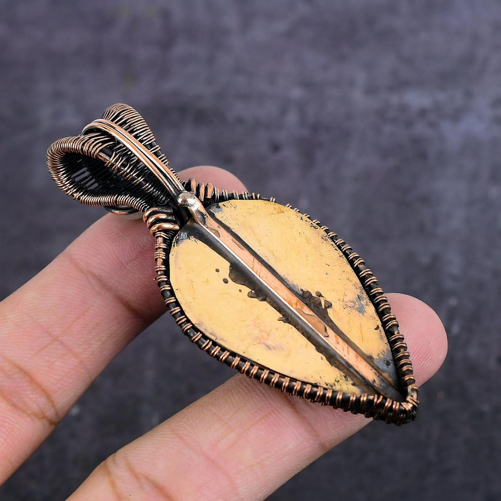 Natural Cameo, Moonstone Gemstone Copper Wire Wrap Jewelry Pendant 2.96" E7t38