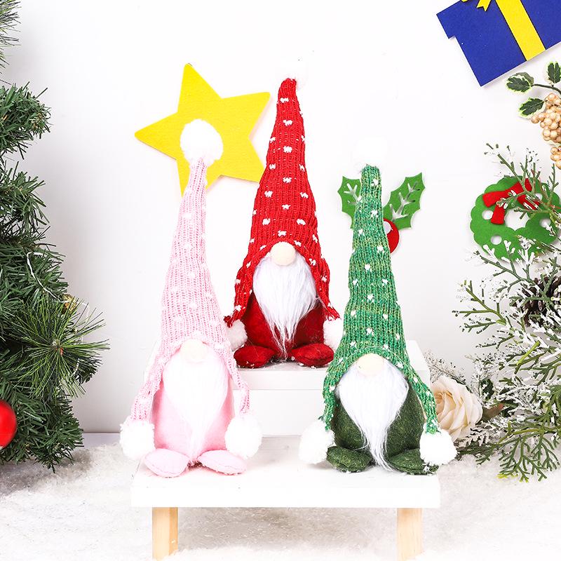 Nordic Christmas Faceless Doll with Knitted Hat and White Beard