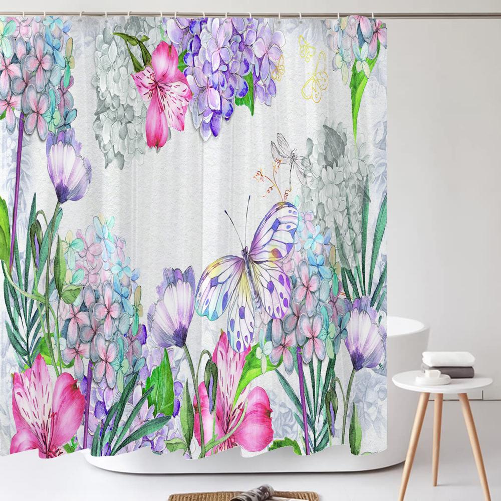 

Shower Curtain Nordic Style Fresh Plant Flower Leaf 3D Printing Shower Curtains Polyester Waterproof Home Decor Curtain 180X180 W120xH180cm