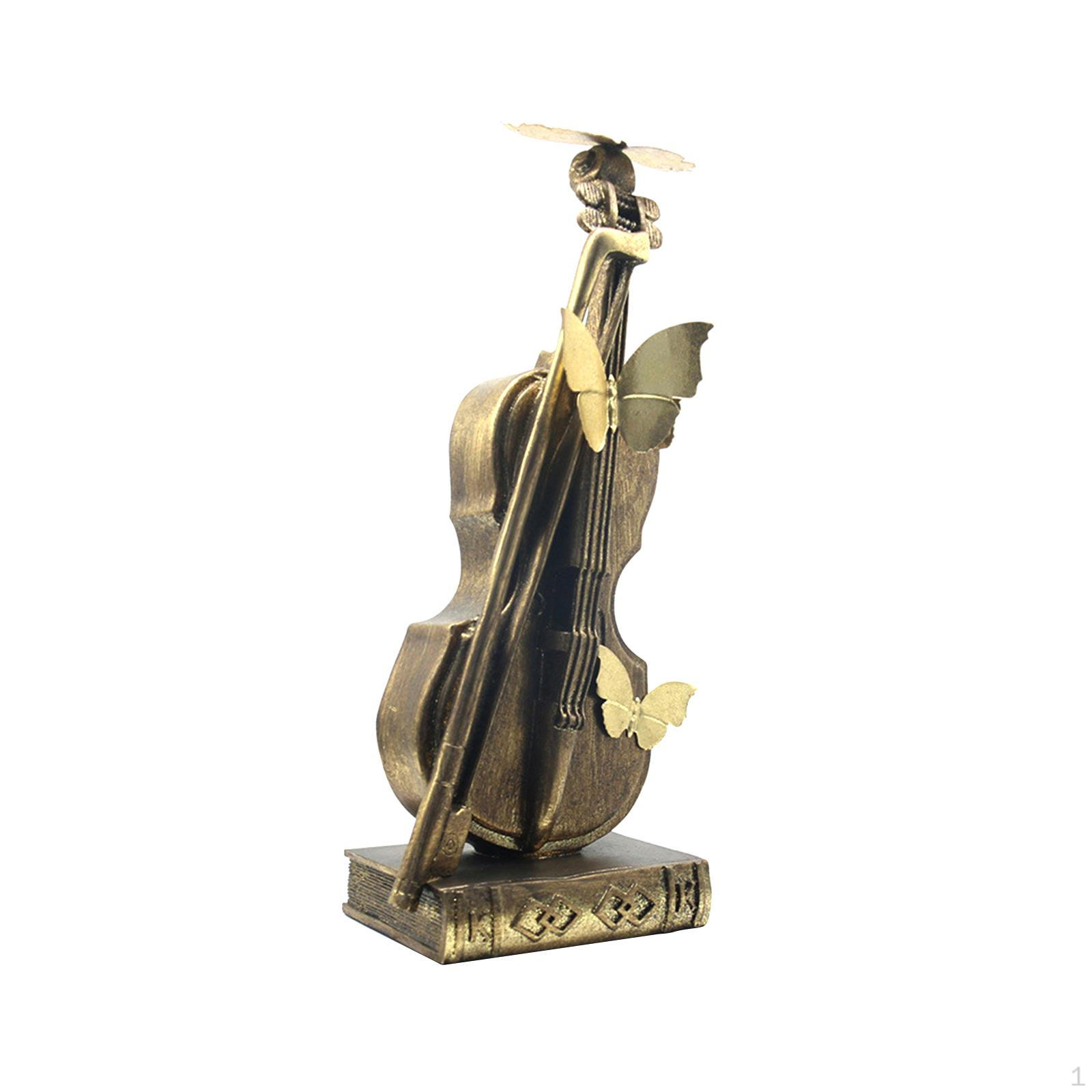 

Resin Figurine Violin Sculpture Collectible Nordic Style Simple Craft Decor Instrument Statue for