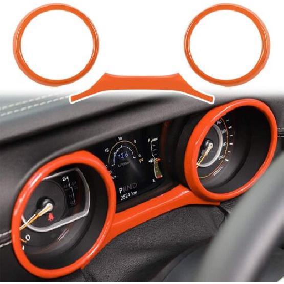 3 Stück Armaturenbrett Abdeckungen Zierleisten für Jeep Wrangler JL JT 2018+ ABS Orange