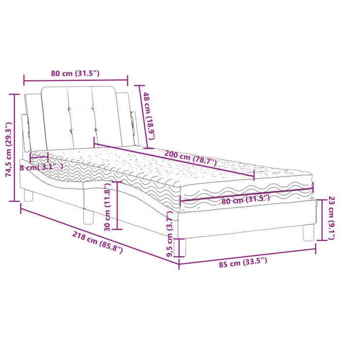 VidaXL Lit avec Matelas, Lit Rembourré avec Coussin de Tête de Lit, Lit Simple, Lit Adulte, Meuble de Chambre à Coucher 3208828