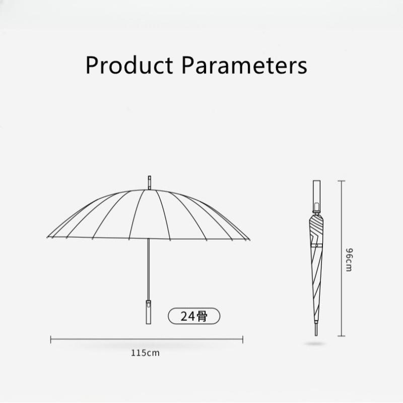 24 Bone Fiber Lotus Bone Wooden Handle Umbrella Men's High-grade Business Thickened Strong Straight Long Handle Umbrella