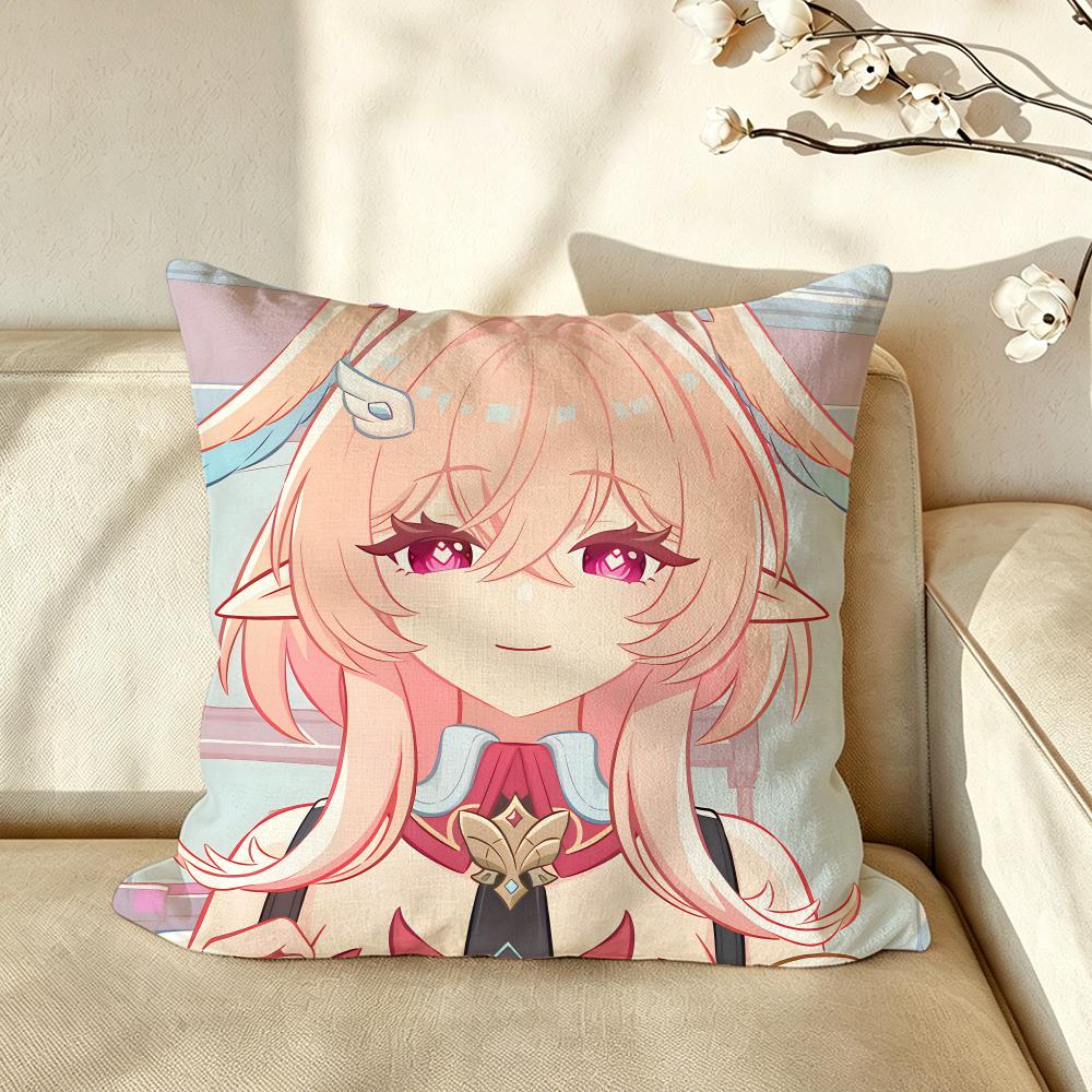 Game GGenshinIImpact Cushion Cover Pillow Case Antidustmite Pillowcase Silky Short Plush Sofa Cushion Cover hot