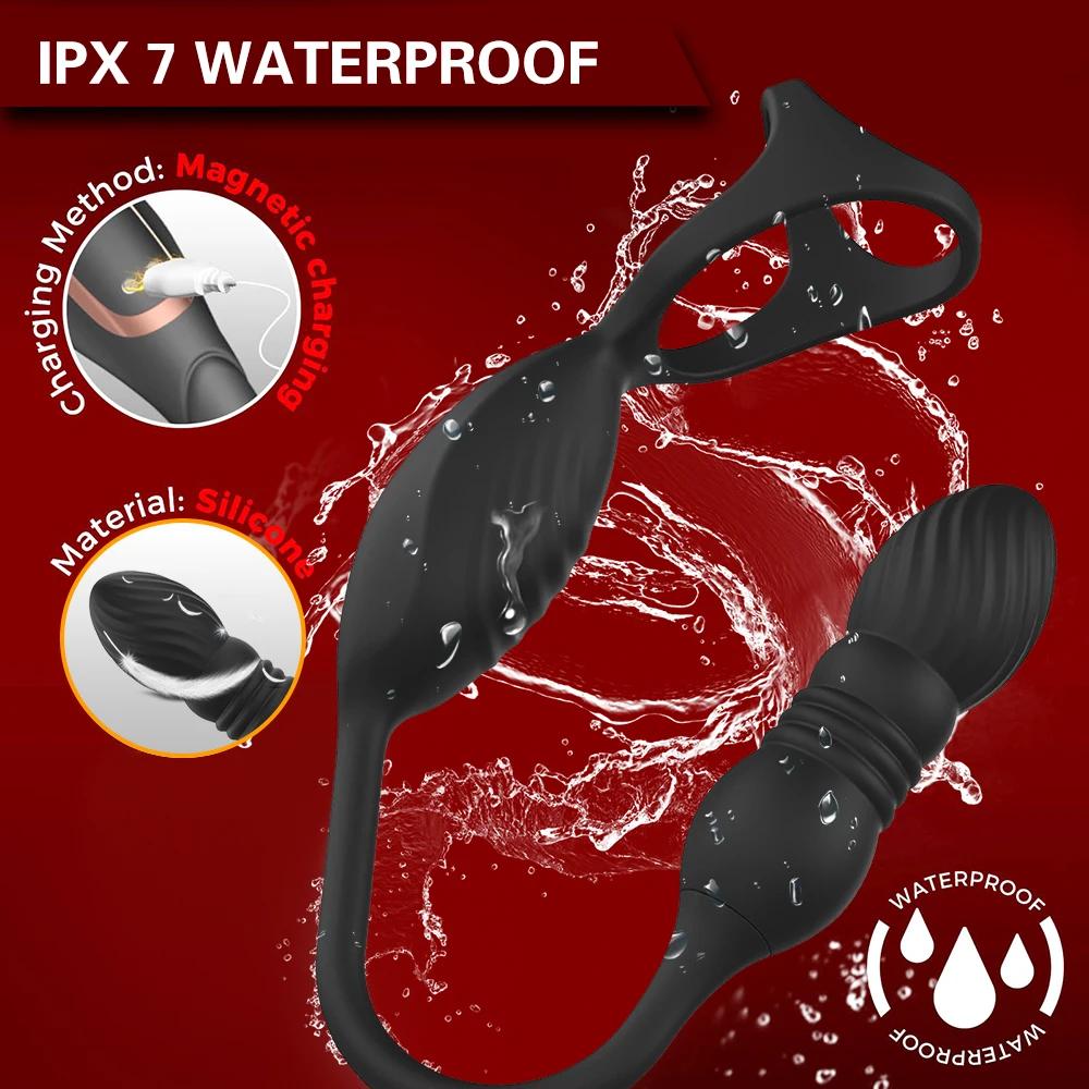 Cock Ring Prostate Vibrator Sex Toys for Men Wireless Remote Control Testicle Massage Anal Butt Plug Penis Ring Male Masturbator