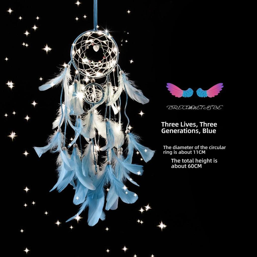 Boho Indian Dreamcatcher Pendant - Three Lives Series Bedroom Wind Chime with Gentle Bells