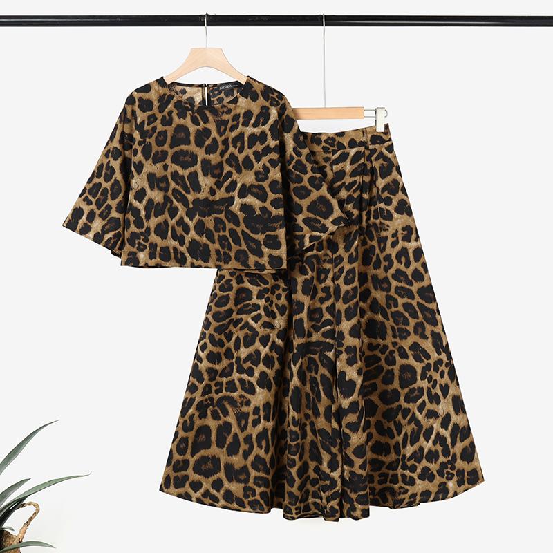 ZANZEA Women Print 3/4 Sleeve Blouse and Wide Leg Pants Casual Two Piece Suit Sets