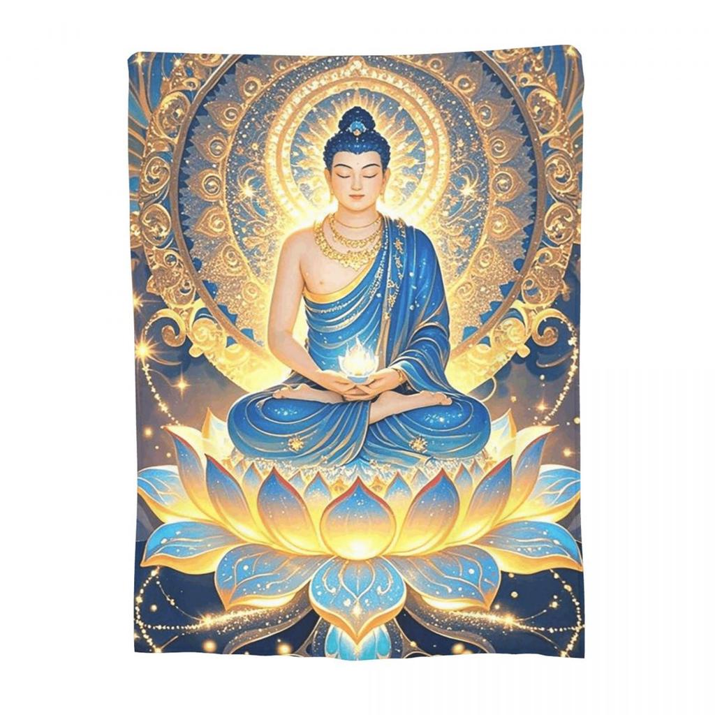 Buddha Yoga Blanket Flannel Sofa Throw Blanket Breathable Throw Blankets for Home Bedroom Travel Throws Bedspread Quilt