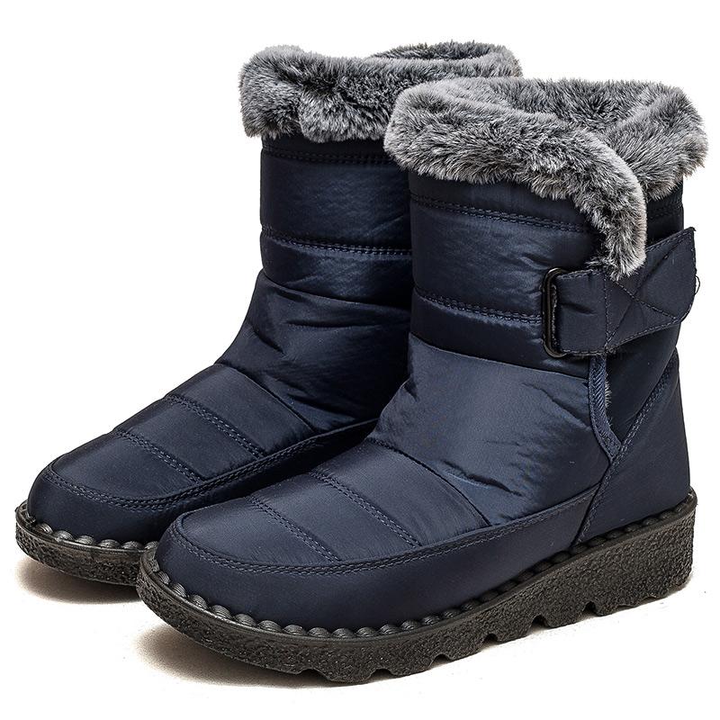 Damenstiefel Neue Winterstiefel für Damen Winterschuhe Niedriger Absatz Fell Botas Mujer Schneestiefel Wadenhoch Damen Elegantes Schuhwerk Weiblich