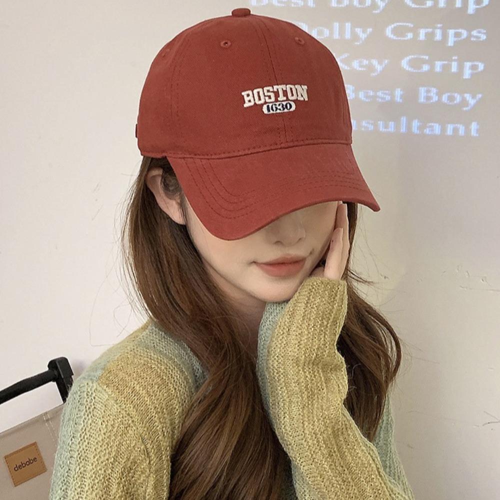 Big Size Baseball Cap Letter Embroidery Curved Brim Hat BOSTON Peaked Cap Men
