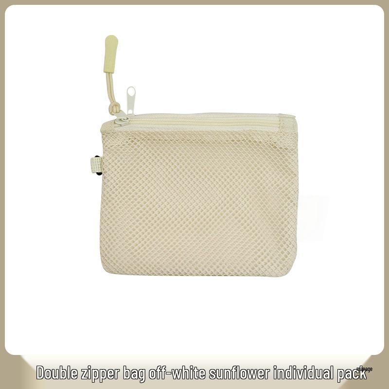 Portable Japanese-Style Double Zipper Mesh Storage Bag for Home and Travel