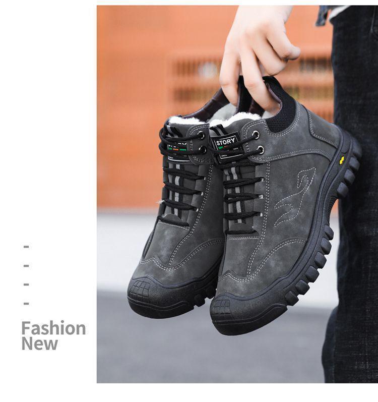 Pánské zateplené protiskluzové sněhule s tlustou tvrdou podrážkou pro venkovní použití