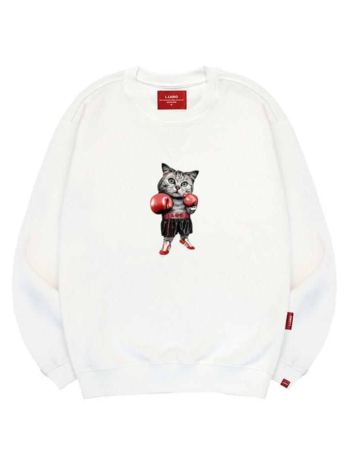 Ellamo Boxing Cat Sweatshirt Unisex Plus Size S~4Xl (Type B)
