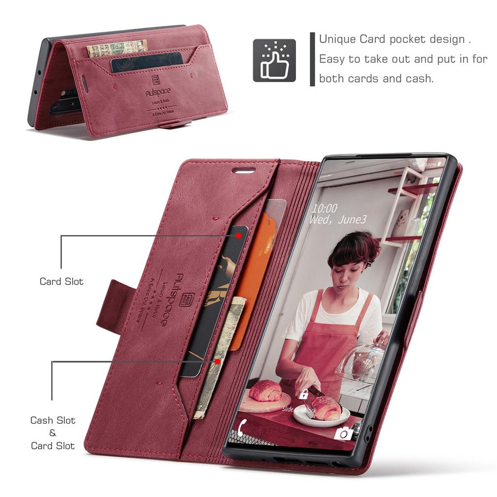 For Samsung Galaxy Note10+ Vintage Leather Flip Wallet Case with RFID Blocking Card Slot, Matte Retro Folio Cover for Women Men (4 Colors)
