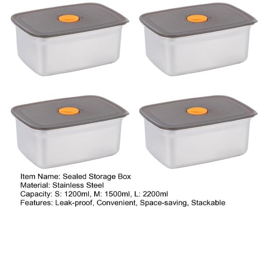 Lunch Box with Lid Stackable Snack Containers Leak-proof Stainless Steel Food Container for Fruits