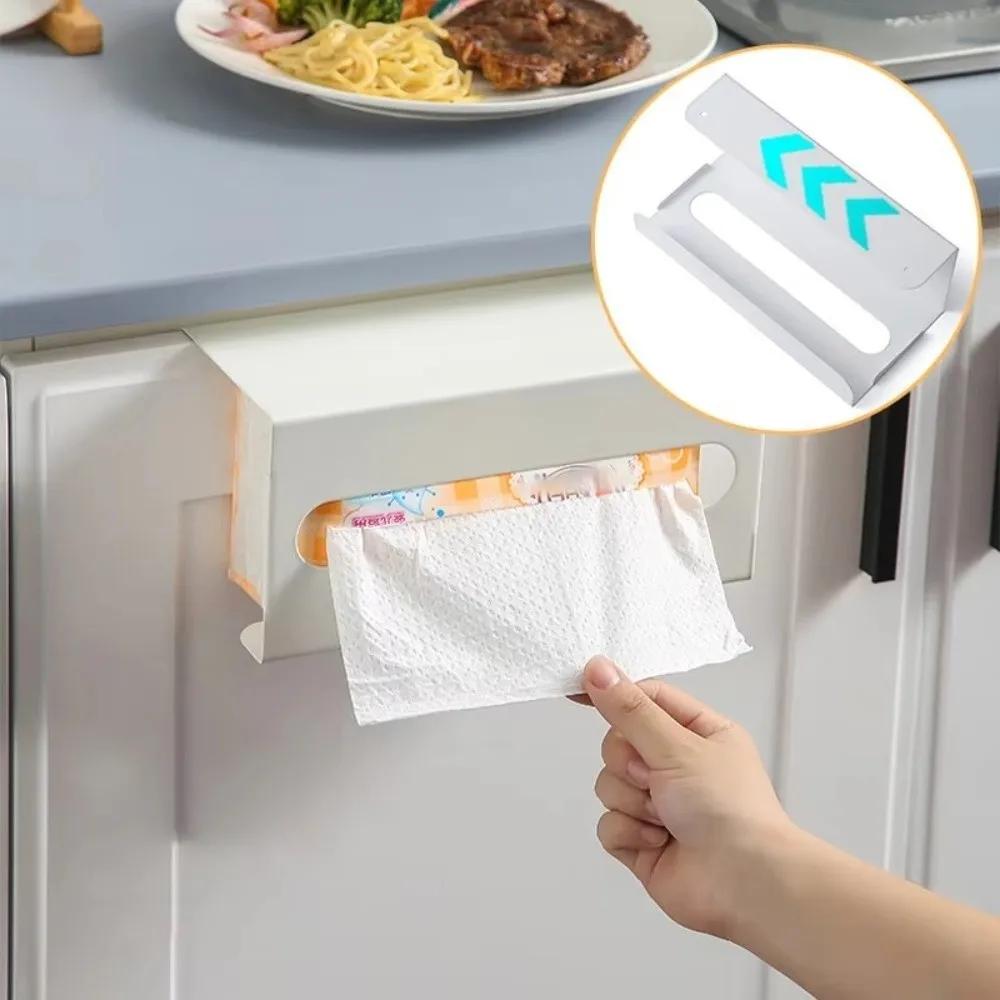 Iron Material Tissue Box Holder Strong Load-bearing Drill-Free Installation Paper Towel Holder Storage Rack Drawer