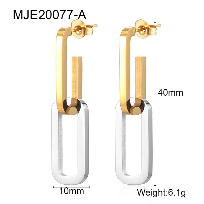 

Chic Geometric Two-Tone Earrings - Durable, Non-Fading Stainless Steel Studs for Fashionable White-Collar Style 18K золотой