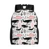 Pink Whales Black and White Schoolbag Students Sporty Fashionable Mochila Large Capacity Laptop Bag Back To School Season