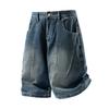 Sommar Retro Arbetskläder Feng Shui Tvättade Jeansshorts Herr Sommar Casual Lösa och Mångsidiga Dragsko Trekvartsbyxor