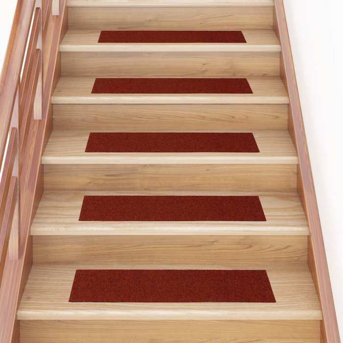 VidaXL Tapis d'escalier autocollants 15 pièces 76 x 20 cm Rouge bordeaux Rectangulaire 326928